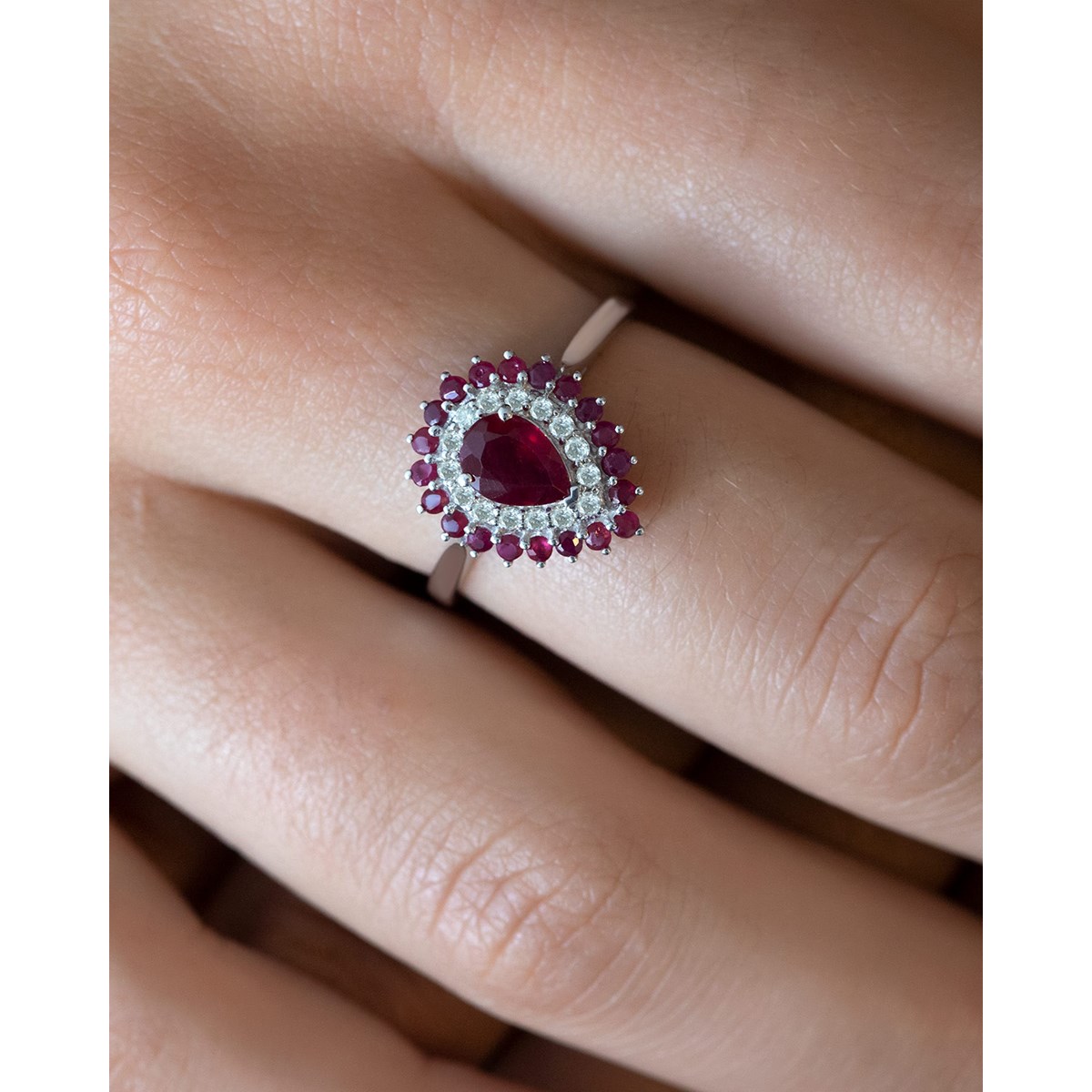 Bague ADEN Rubis et diamants sur Argent 925 3.15grs - vue 5