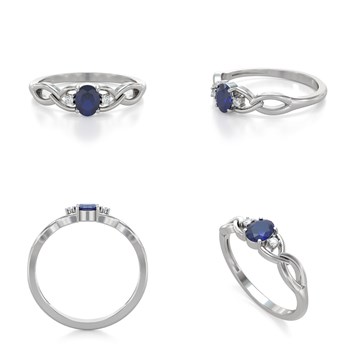 Bague Saphir et diamants sur Argent 925 2.2grs