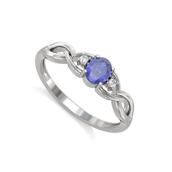 Bague Tanzanite et diamants sur Argent 925 2.2grs