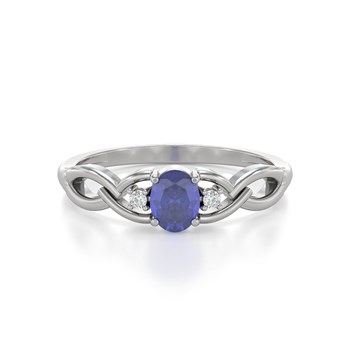 Bague Tanzanite et diamants sur Argent 925 2.2grs