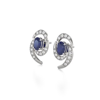 Boucles d'oreilles ADEN Or 585 Blanc et Saphir 2.6grs