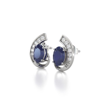 Boucles d'oreilles ADEN Or 585 Blanc Saphir et Diamants 2.10grs
