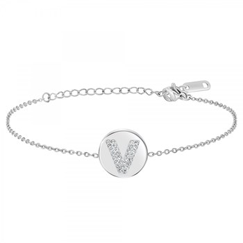 Letter alfabet armband V SC Crystal