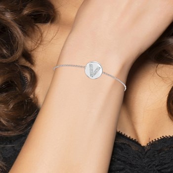 Letter alfabet armband V SC Crystal