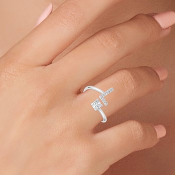 Bague lettre L ajustable SC Crystal ornée de Zirconium