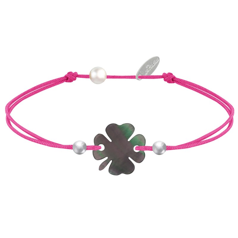 Bracelet Trèfle Nacre Grise et Perles d'Argent 925 - Classics - Fuchsia