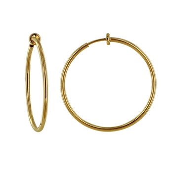 Boucles d'Oreilles Plaqué Or Créoles Pour Oreilles Non Percées 3cm