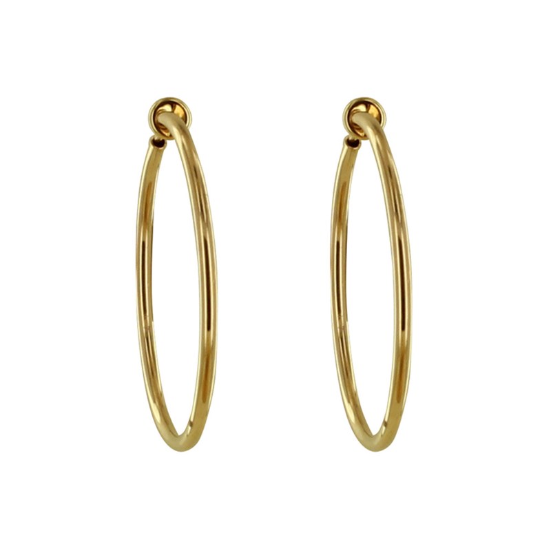 Boucles d'Oreilles Plaqué Or Créoles Pour Oreilles Non Percées 3cm - vue 2