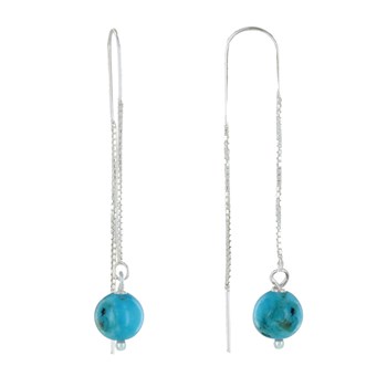 Boucles d'Oreilles Chainette Argent 925 et Perles de Turquoise