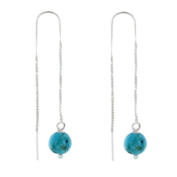 Boucles d'Oreilles Chainette Argent 925 et Perles de Turquoise
