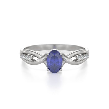 Bague ADEN Or 585 Blanc Tanzanite et diamants 1.32grs