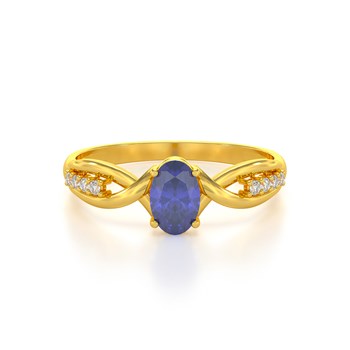 Bague ADEN Or 585 Jaune Tanzanite et diamants 1.32grs