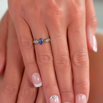 Bague ADEN Or 585 Jaune Tanzanite et diamants 1.32grs
