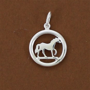 Pendentif cheval au pas tendance - Argent massif 925