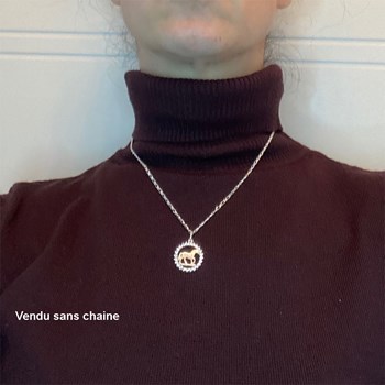 Pendentif cheval au pas tendance entouré de strass - Argent massif 925