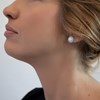 Boucles d'oreilles argent rhodié Opale blanche imitation et cubic zirconia - vue V2