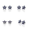 Boucles d'oreilles ADEN Fleur Saphir et Diamants sur Argent 925 4.52grs - vue V2