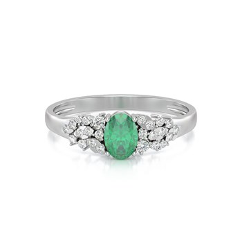 Bague Emeraude et diamants sur Argent 925 2.934grs