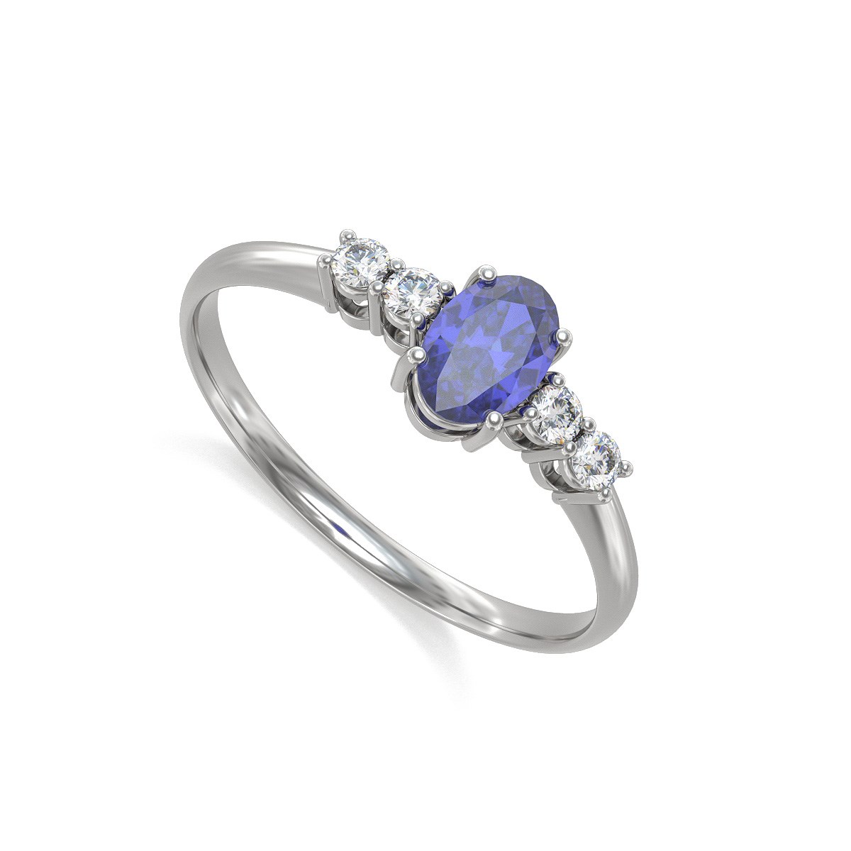 Bague ADEN Tanzanite et diamants sur Argent 925 1.6grs