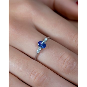 Bague ADEN Tanzanite et diamants sur Argent 925 1.6grs