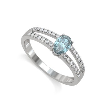 Bague Aigue-Marine et diamants sur Argent 925 2.102grs