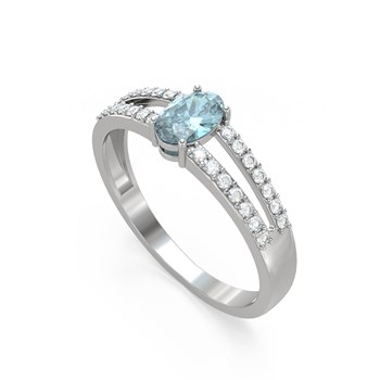 Bague Aigue-Marine et diamants sur Argent 925 2.102grs