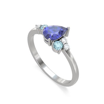 Bague Tanzanite Aigue-Marine et diamants sur Argent 925 2.296grs