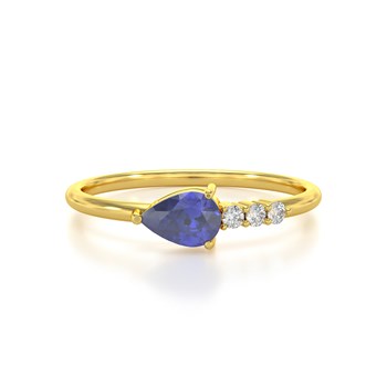 Bague ADEN Or 585 Jaune Tanzanite et diamants 1.176grs