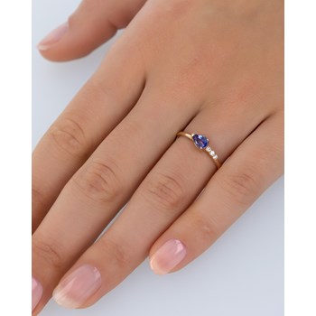 Bague ADEN Or 585 Jaune Tanzanite et diamants 1.176grs