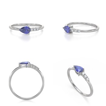 Bague ADEN Or 585 Blanc Tanzanite et diamants 1.176grs