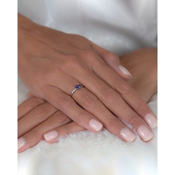 Bague ADEN Or 585 Blanc Tanzanite et diamants 1.176grs