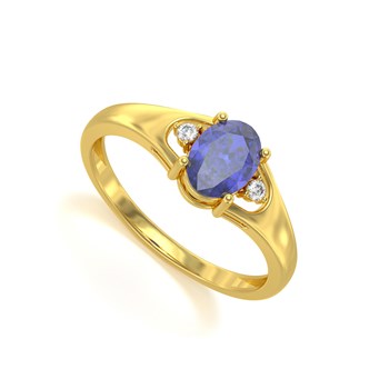 Bague ADEN Or 585 Jaune Tanzanite et diamants 1.382grs