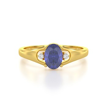 Bague ADEN Or 585 Jaune Tanzanite et diamants 1.382grs