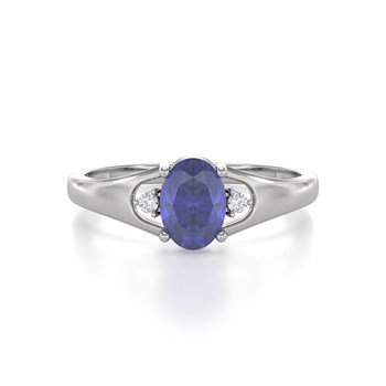 Bague ADEN Or 585 Blanc Tanzanite et diamants 1.382grs