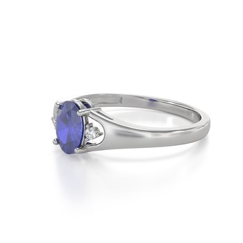 Bague ADEN Or 585 Blanc Tanzanite et diamants 1.382grs