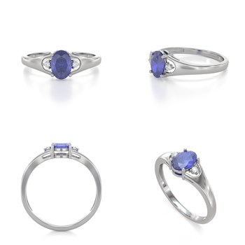 Bague ADEN Or 585 Blanc Tanzanite et diamants 1.382grs
