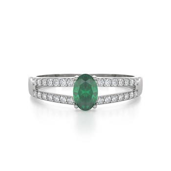 Bague ADEN Or 585 Blanc Emeraude et diamants 2.102grs