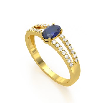 Bague ADEN Or 585 Jaune Saphir et diamants 2.102grs
