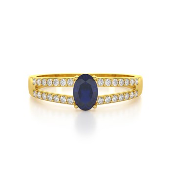 Bague ADEN Or 585 Jaune Saphir et diamants 2.102grs