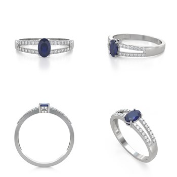 Bague ADEN Or 585 Blanc Saphir et diamants 2.102grs