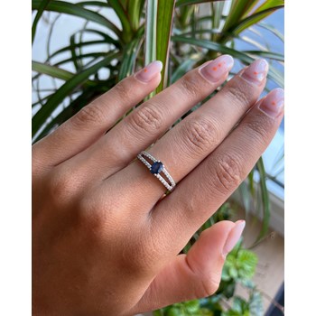 Bague ADEN Or 585 Blanc Saphir et diamants 2.102grs