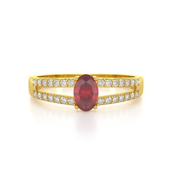 Bague ADEN Or 585 Jaune Rubis et diamants 2.102grs