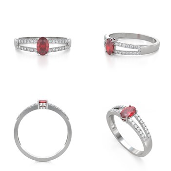 Bague ADEN Or 585 Blanc Rubis et diamants 2.102grs