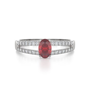 Bague ADEN Or 585 Blanc Rubis et diamants 2.102grs