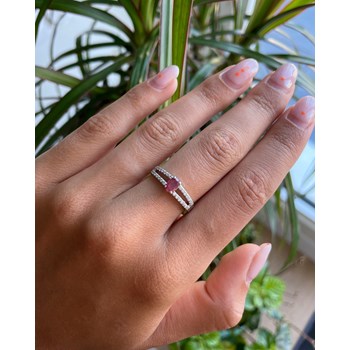 Bague ADEN Or 585 Blanc Rubis et diamants 2.102grs