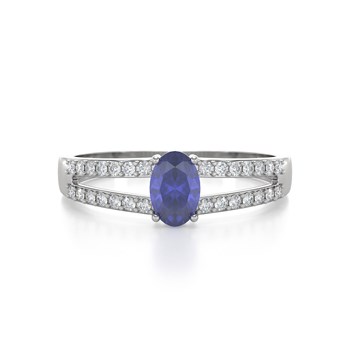 Bague ADEN Or 585 Blanc Tanzanite et diamants 2.102grs
