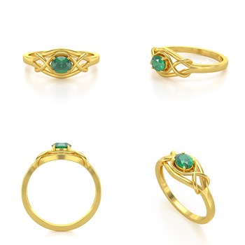 Bague ADEN Or 585 Jaune Emeraude 1.870grs