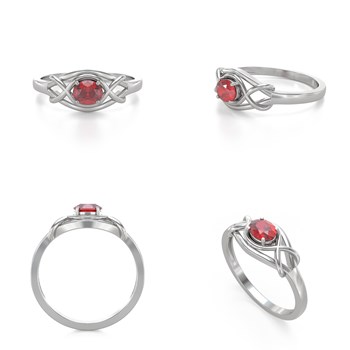 Bague ADEN Or 585 Blanc Rubis 1.870grs