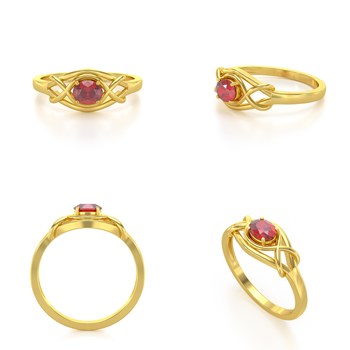 Bague ADEN Or 585 Jaune Rubis 1.870grs