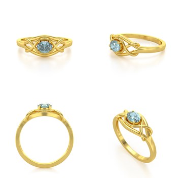 Bague ADEN Or 585 Jaune Aigue-Marine 1.870grs